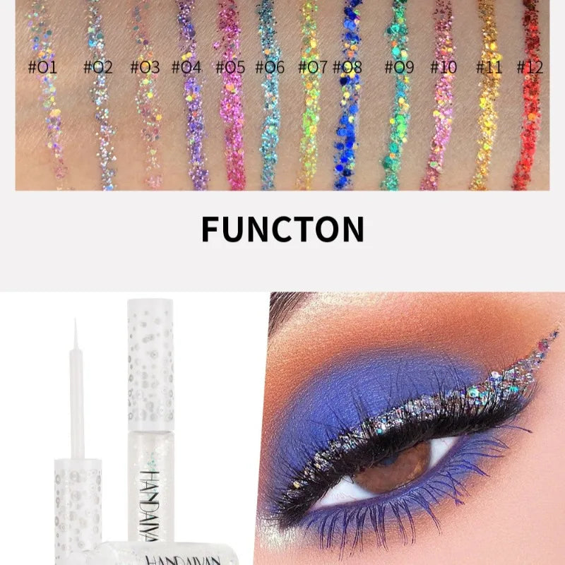 12 Liquid Glitter Eyeliner Pearl Shimmer Fashion Sequin Gel