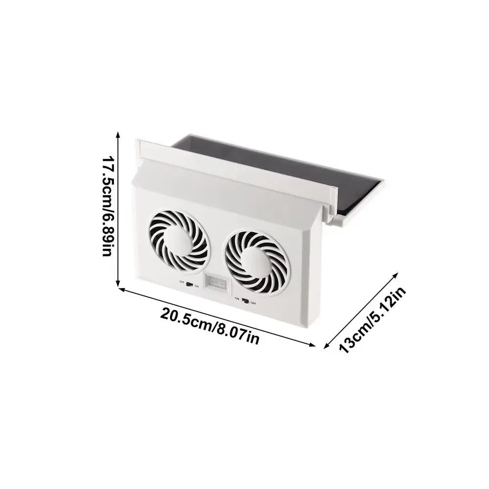 Dual Head Solar Car Exhaust Fan Small Lightweight Clip Fixing Zpaxo