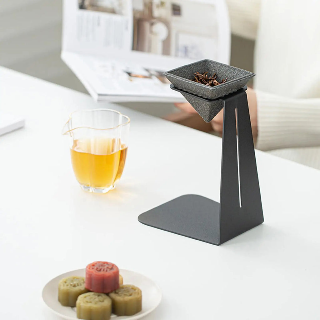 Ceramic Coffee Filter Pyramid Shape Reusable Non Porous Tea Straining Filter with Stand for Cups Sake Home Office Kitchen Cafe Zpaxo