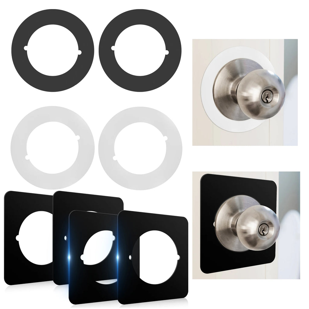 2/4Pcs Door Knob Plates Round/Square Version Stainless Steel Door Reinforcement Plate 2.15in Inner Diameter 3.5in Outer Diameter Zpaxo