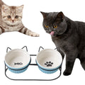 Retro Cat Bowls Raised Stand, Double Elevated Feeding Bowls Holder for Pet Ceramic Bowl Dog Cat Food Feeding Bowls Stand Zpaxo black