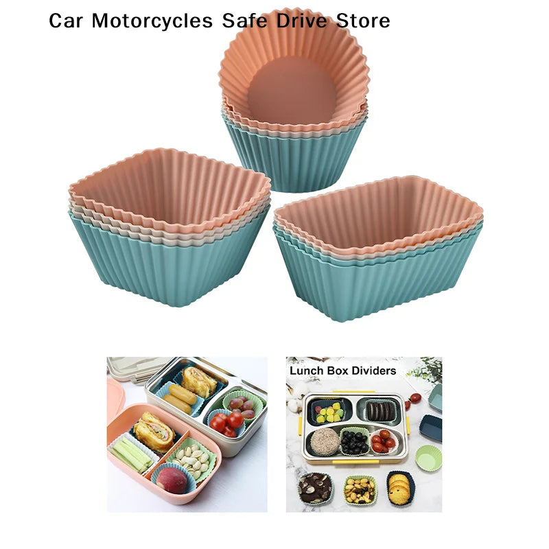 M12pcs Reusable Silicone Cupcake Baking Cups Non-stick Muffin Liners