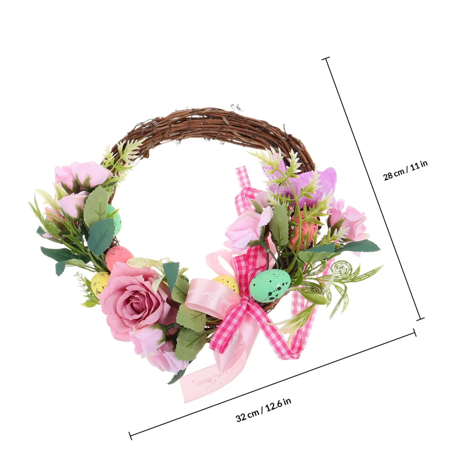 Easter Wreath Artificial Spring Decor Lifelike Simulation Eggs Front