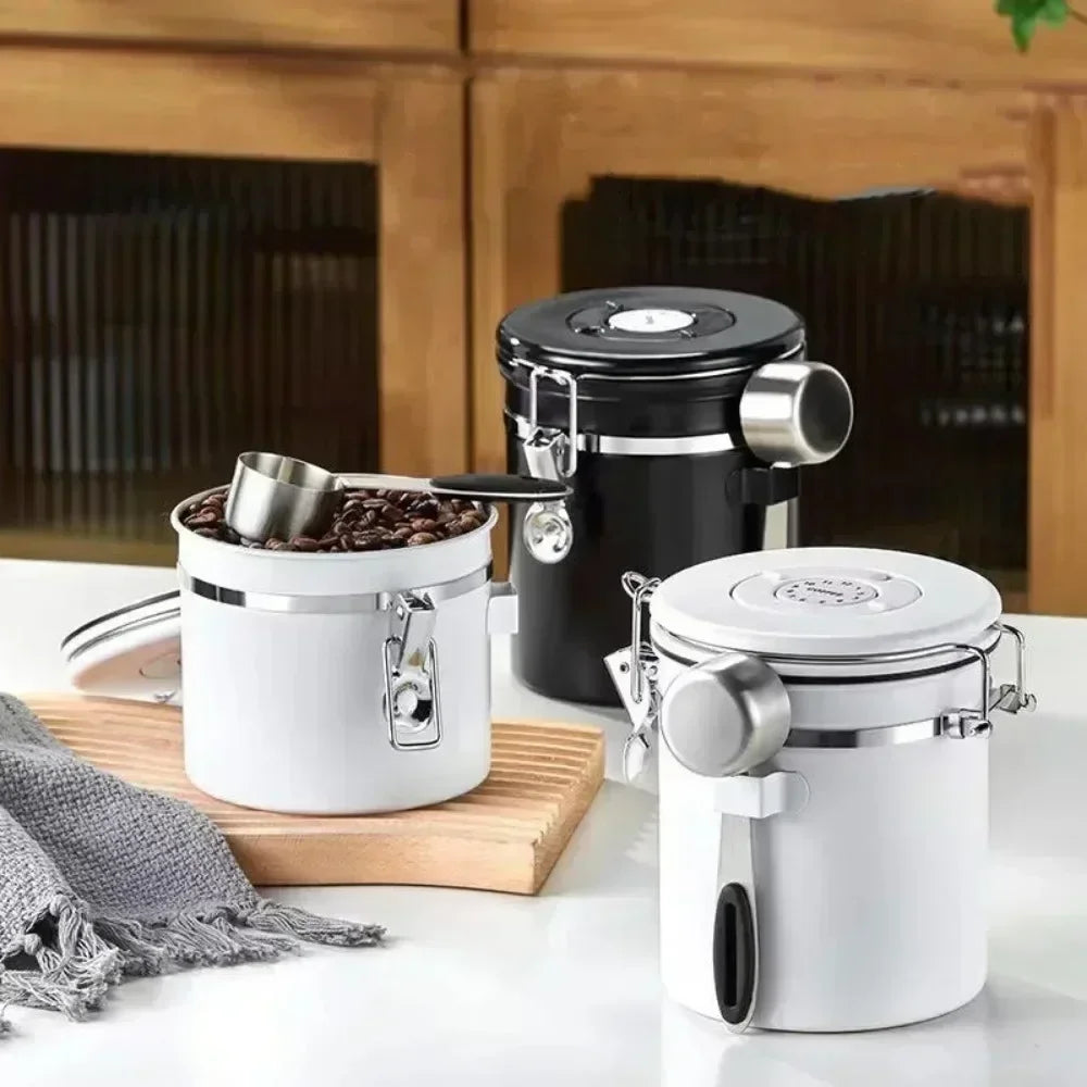Stainless Steel Airtight Coffee Canister 1.2/1.5/1.8L | Date Tracker Coffee Storage Canister Zpaxo