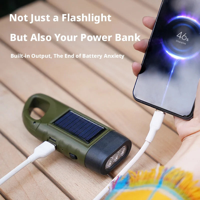 ESMARTER Solar Hand Crank LED Flashlight – Emergency Camping Torch