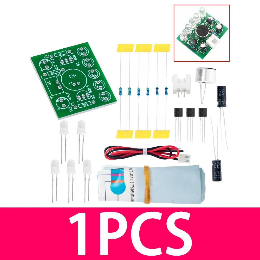 Sound Control LED Melody Lamp Electronic Production Kits Suite Voltage 3V-5.5V LED Sound Control DIY Kit FR-4 A Fiberglass Board Zpaxo 1pcs