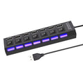 USB HUB USB 2.0 Switch USB Hub 3.0 Adapter High Speed Multi 4/7 Ports Hub USB On/Off Switch Portable USB Splitter For PC Laptops Zpaxo 7 Ports Black
