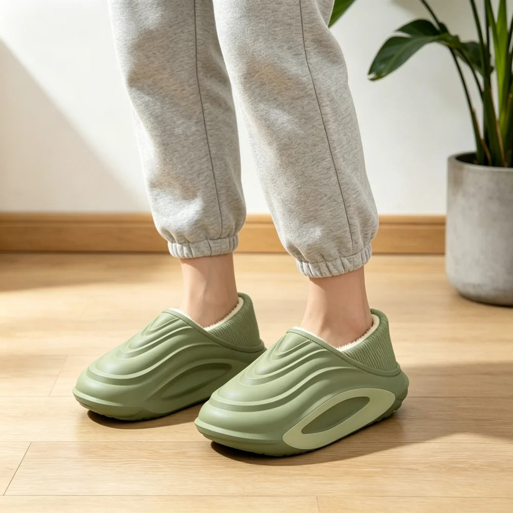 Winter Thickened Slip Resistant Lined Slippers Lightweight EVA Indoor