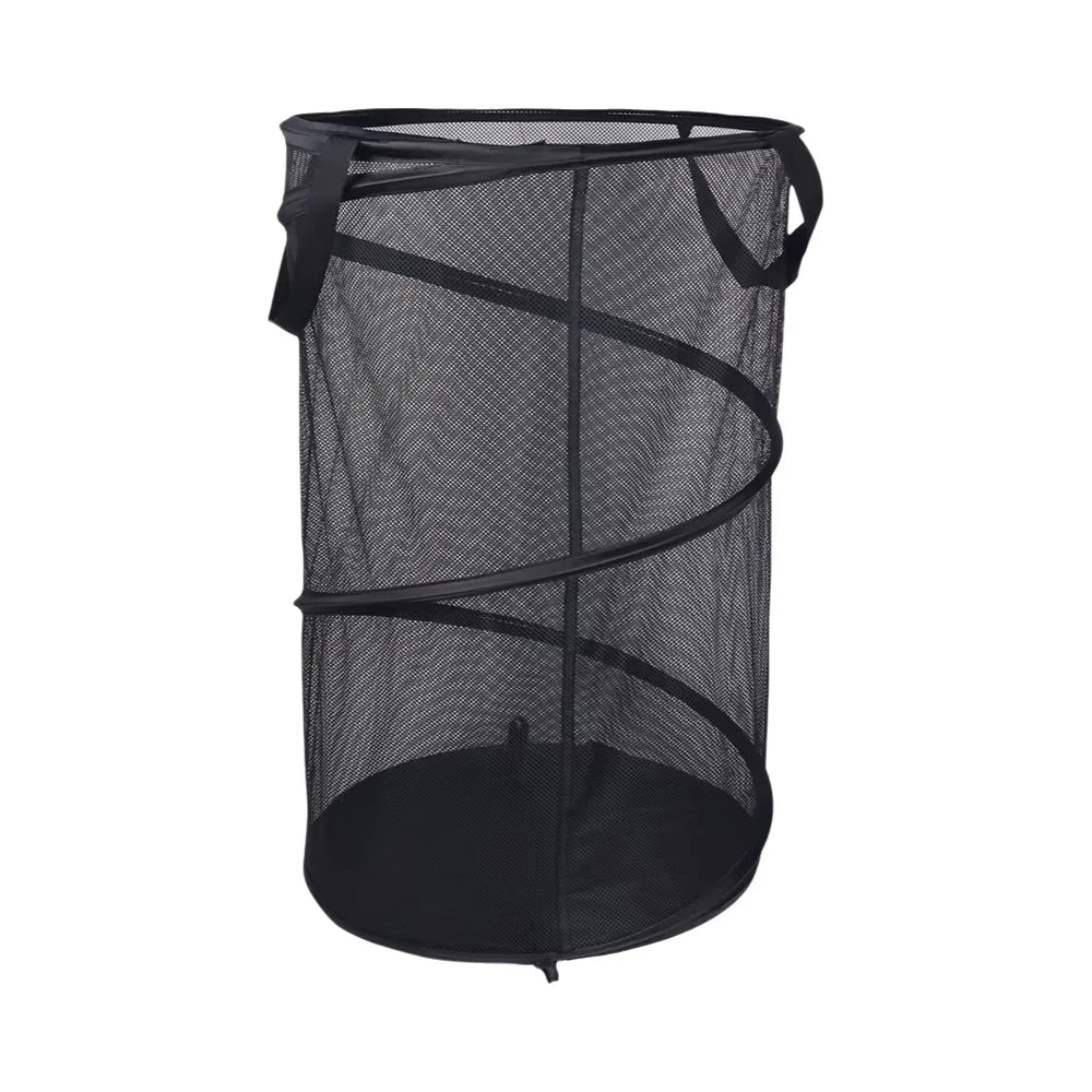 Mesh Collapsible Laundry Basket Foldable Large Clothes Hamper with Handles for Laundry Room Bathroom Black Zpaxo Black