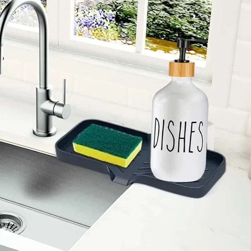Kitchen Sink Sponge Holder Silicone Soap Dish Bar Self Draining