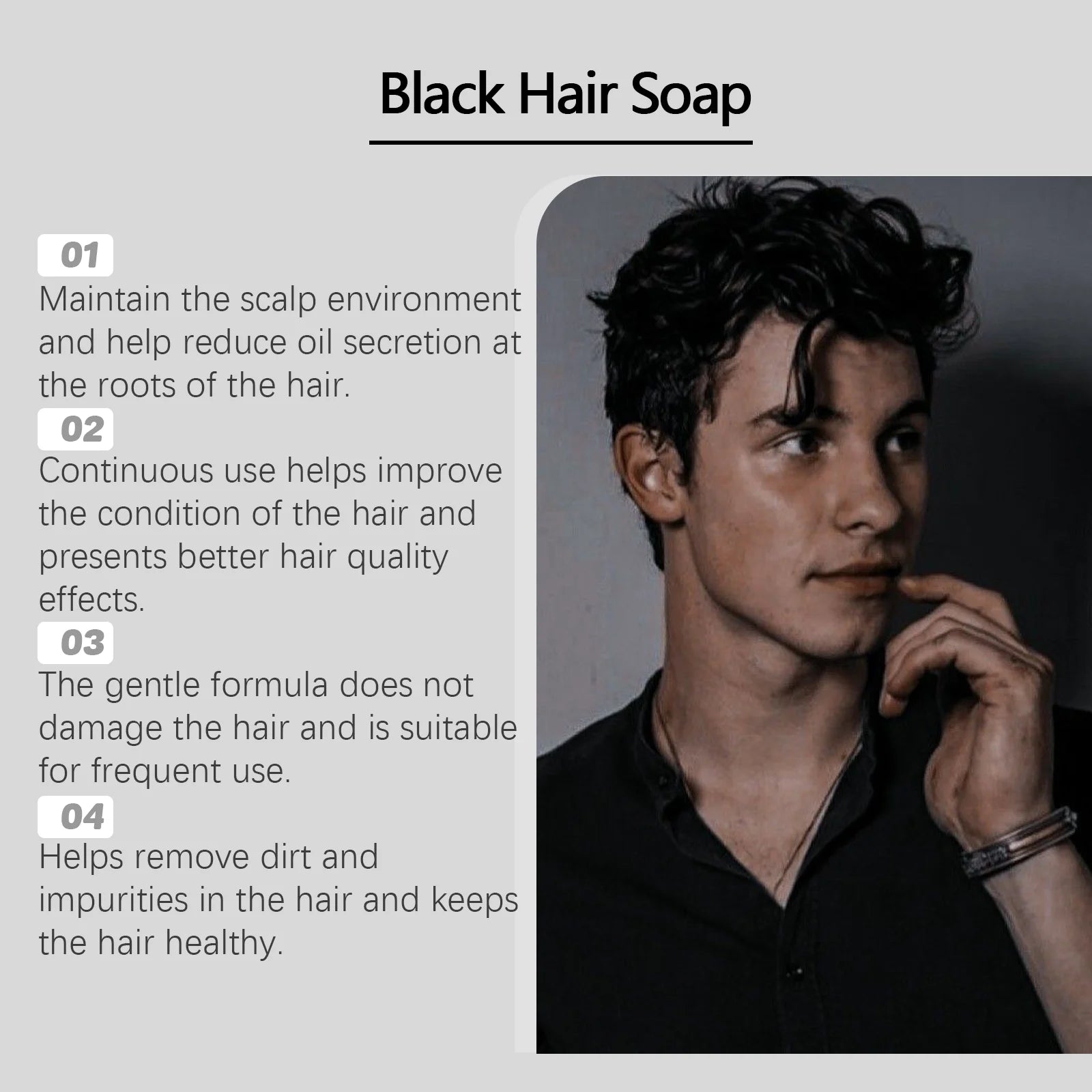 Bamboo Charcoal Hair Cleansing Soap Men's Solid Care Scalp Soft Zpaxo