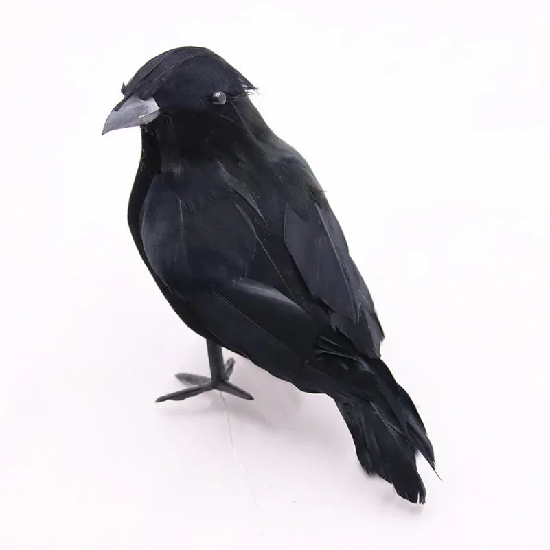 Realistic Black Crow Decoy Model Halloween Decor Outdoor Pest Control Zpaxo B