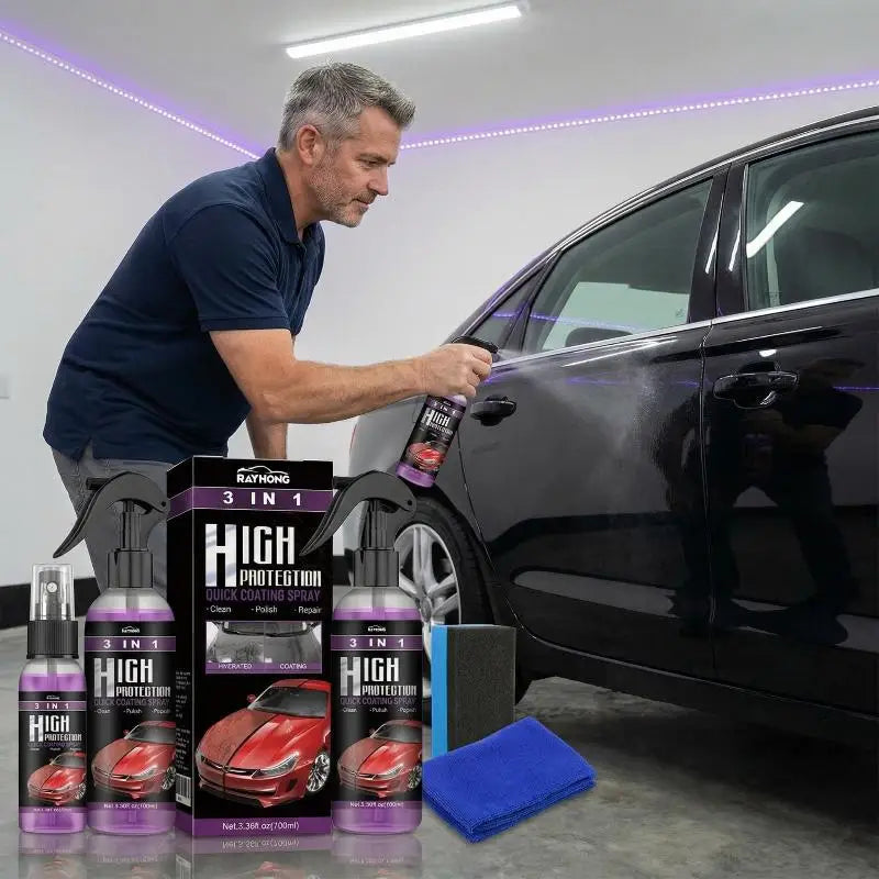 3-in-1 Car Coating Spray | UV Protection & Waterproof Sealant