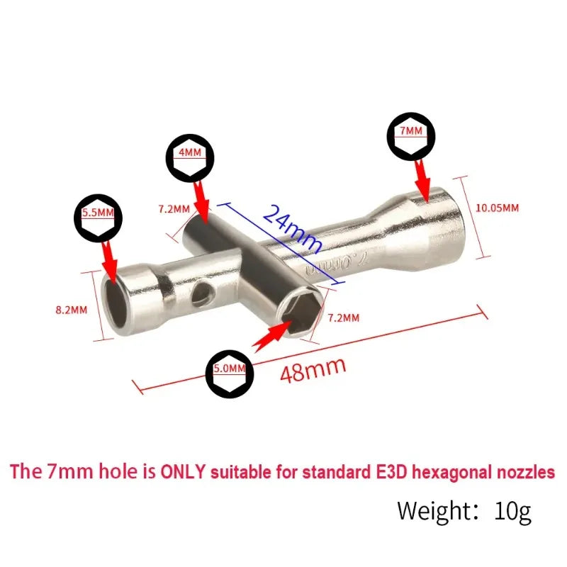 4-in-1 3D Printer Nozzle Wrench M2 M2.5 M3 M4 Mini Spanner 3D Printer Wrench Zpaxo