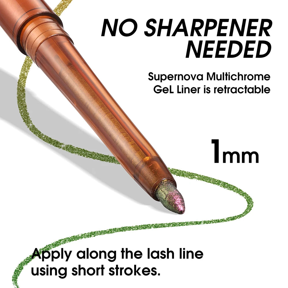 Eyeliner Gel Pencil Metallic Gradient Chameleon Glitter Waterproof Zpaxo