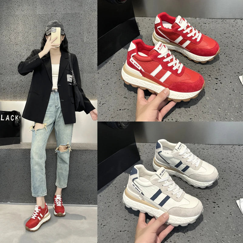 Women Autumn Fashion Hidden Heels Sports Dad Shoes Spring Platform Zpaxo