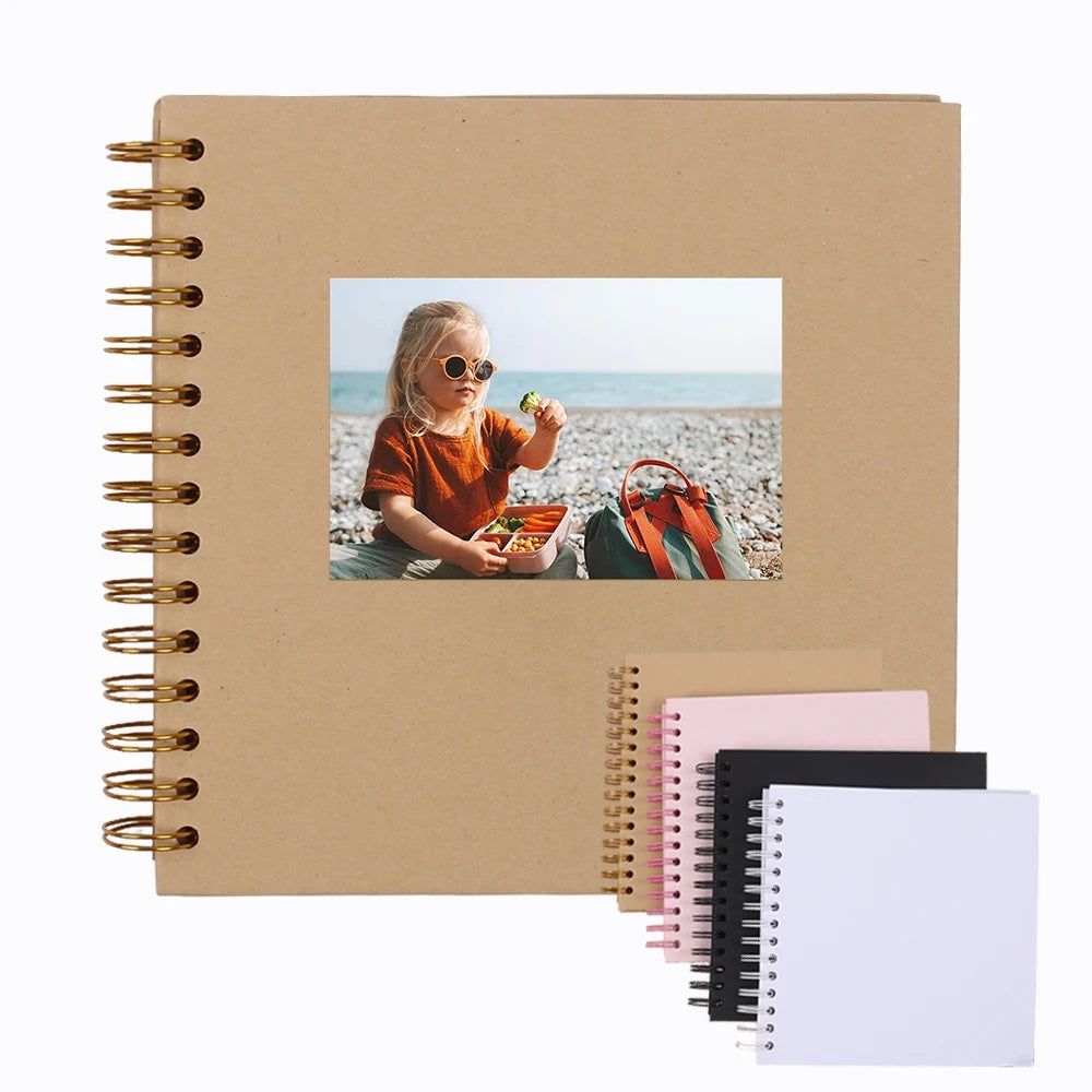 8 Inch Scrapbook Album 40 Pages Hardcover Kraft Paper Photo Album Scrap Book Memory Book for Famliy Wedding Anniversary Travel Zpaxo