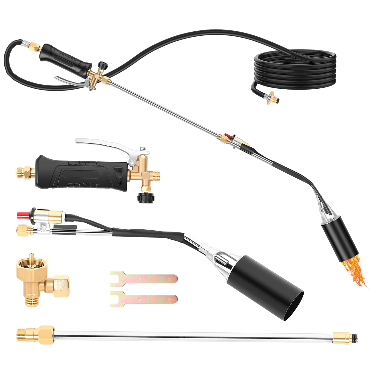 Propane Torch Weed Burner 30 Inch Long Handle Piezo Ignition Grass Killer Blowtorch Snow Melter Heat Tool for Standard Gas Tank Zpaxo SET B 37inch