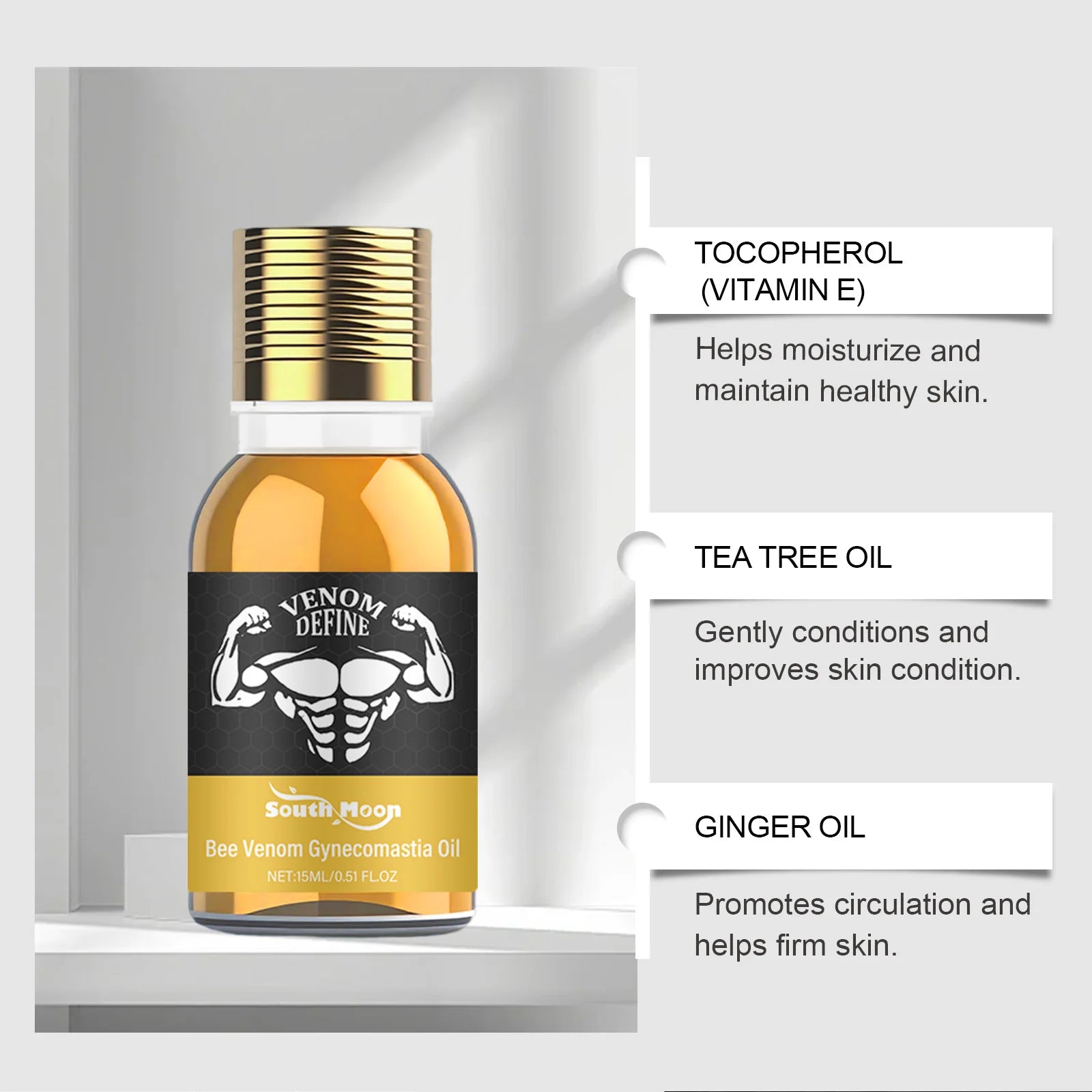 Men's Bee Venom Chest Firming Sculpting Massage Oil – 15ml Chest Firming Oil Zpaxo