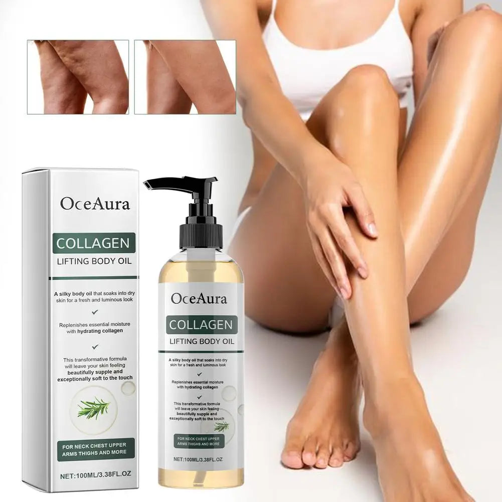 OceAura Collagen Body Oil Tighten Skin Elasticity Increased Moisturizing Body Smooth Non Greasy Rosemary After Shower Body Oil Zpaxo