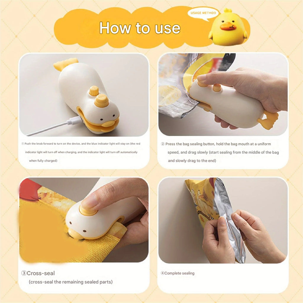 Duck-shaped Rechargeable Vacuum Sealer 2-in-1 Portable Handheld Bag