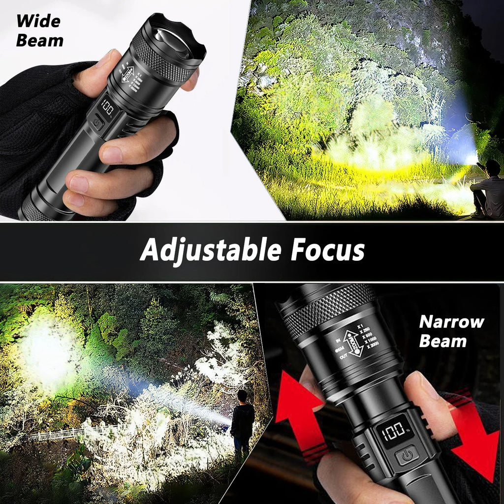 2000LM USB-C Rechargeable Tactical Flashlight – IP67 LED Torch