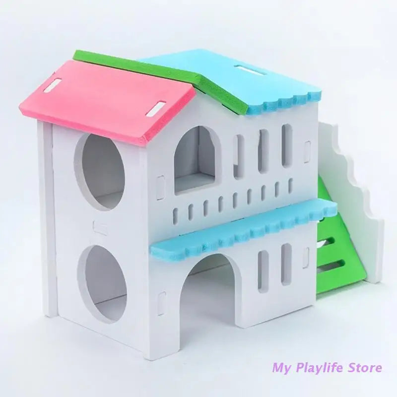 Hamster Wood House Hut Small Animal Rat Mouse Sleeping Nest Wooden Toy Habitats Decor Chinchilla Nest DIY Hideout Hut Zpaxo