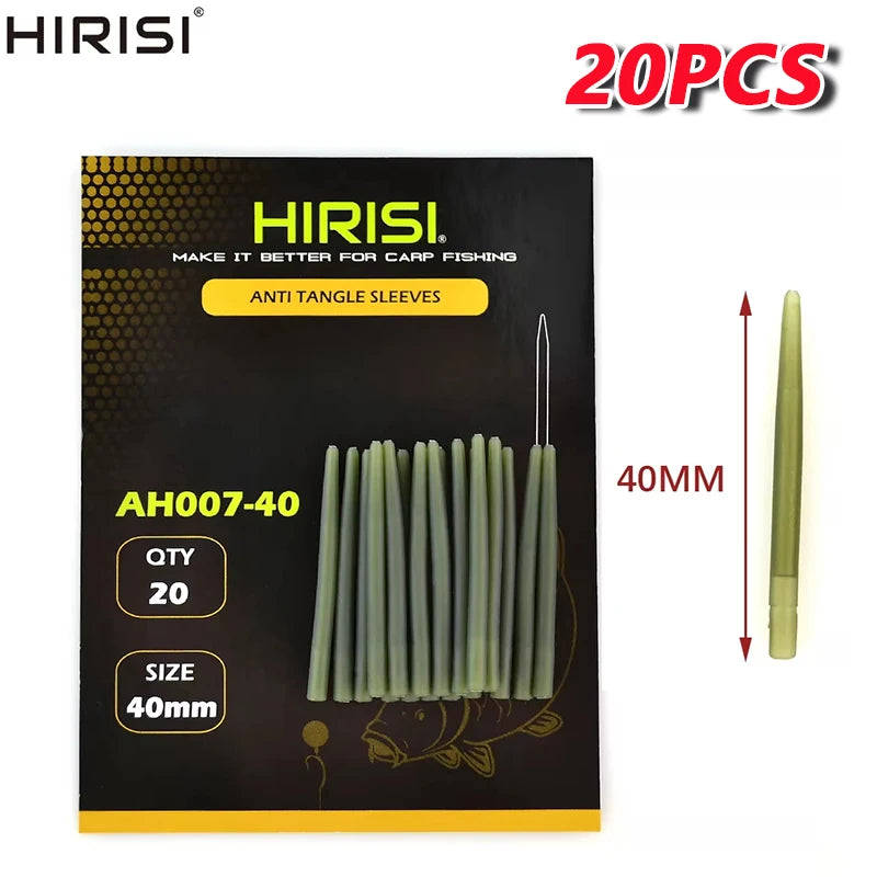 HIRISI 20pcs/20pcsX3 Carp Fishing Anti Tangle Sleeves Connect With Hook Carp Fishing Terminal Tackle AH007 For Outdoor Fishing Zpaxo AH007-40mm