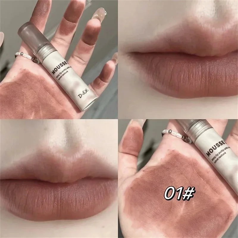 Matte Black Lipstick Waterproof Mousse Lip Mud Nude Brown Gothic