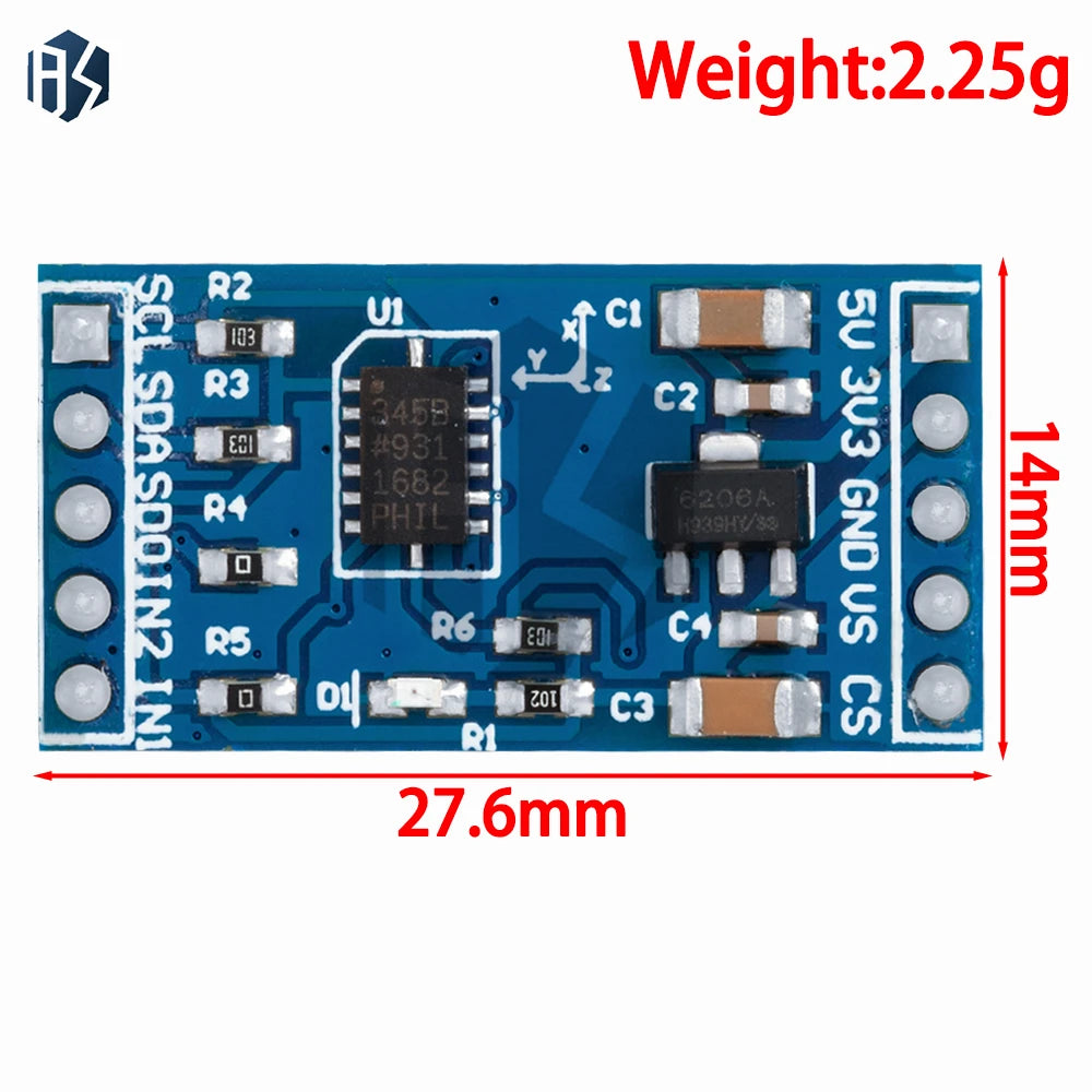 1PCS 3-Axis Digital Accelerometer (ADXL345): Gravity & Tilt Sensor Module – Compatible for Arduino Zpaxo