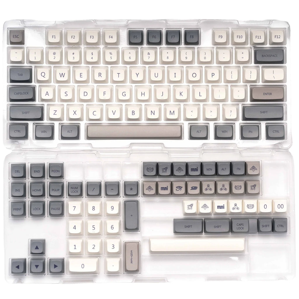 XDA Profile 133 PBT Keycap DYE-SUB Personalized Minimalist White Gray Zpaxo