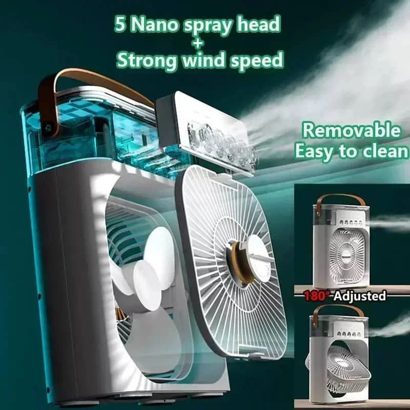 3 In 1 Portable Mini Air Cooler Fan LED Night Light Humidifier Desktop Air Conditioner Home Office Use Zpaxo