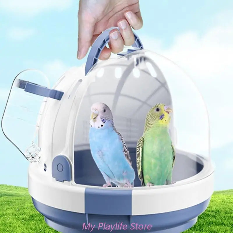 Portable Clear Bird Carry Case Transport Cage Parrots Carrier