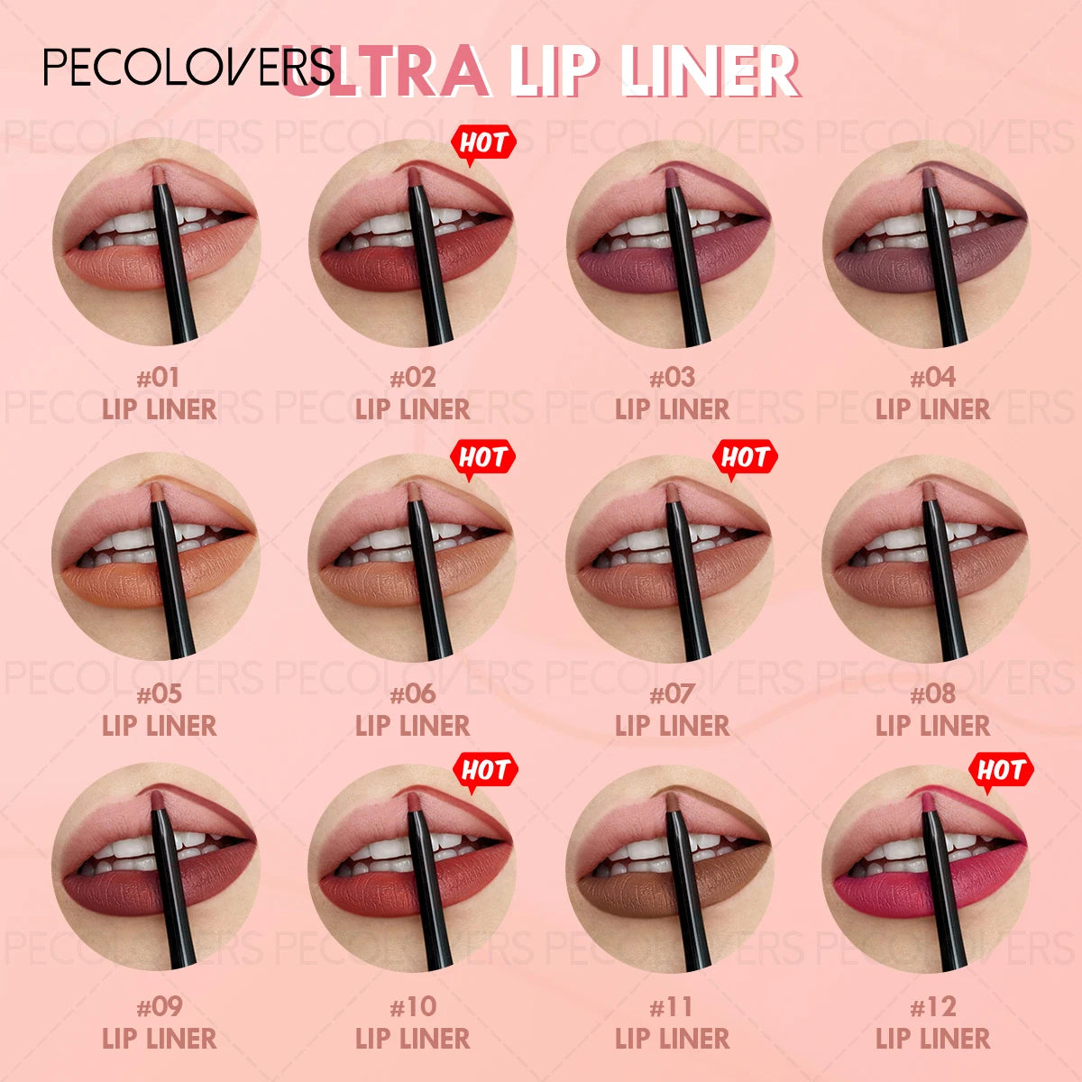 12PCS/Set Long Lasting Matte Lip Liner, Smooth Application, Sexy Lips, Soft and Silky Texture, Christmas Gift Zpaxo