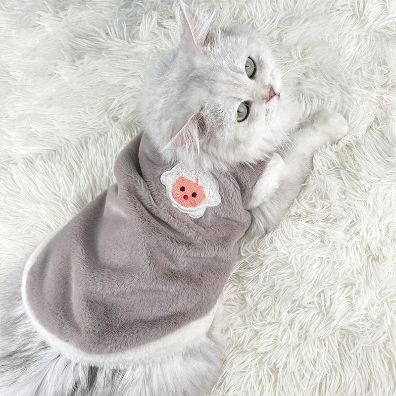 Faux Rabbit Fur Winter Warm Dog Cat Fleece Clothes Breathable Zpaxo Khaki Gray XL