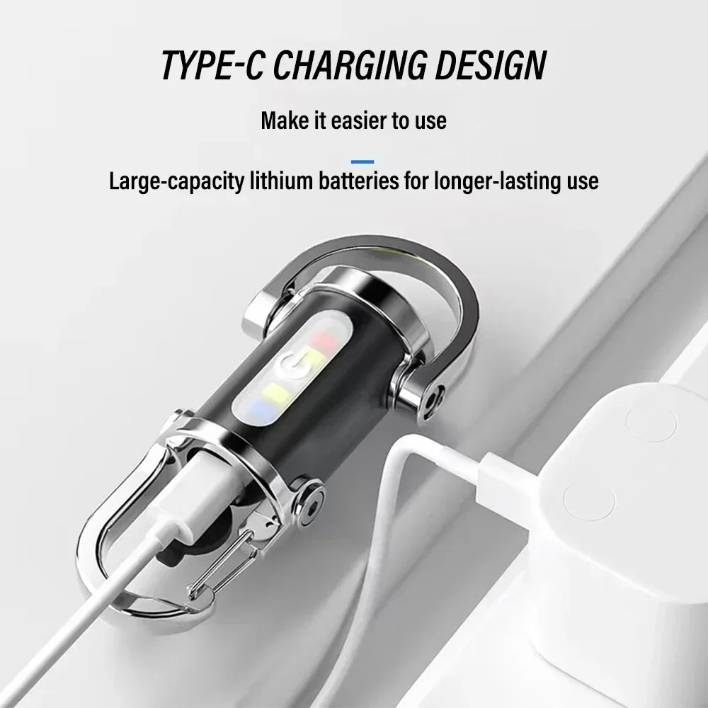 Mini LED COB Flashlight – USB Rechargeable Torch, 6 Modes