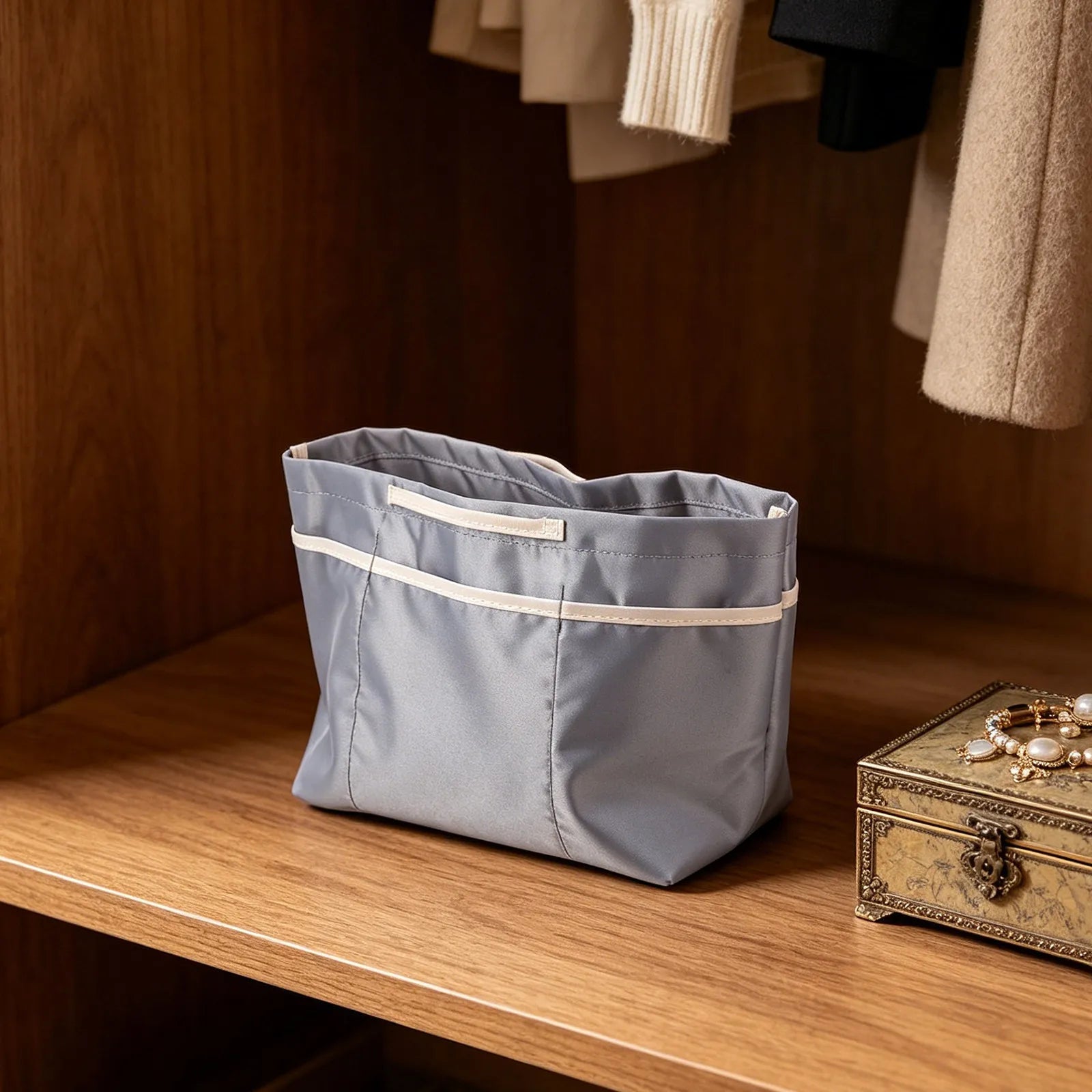 Tote Bag Organizer Insert 10 Pocket Nylon Purse Liner Waterproof