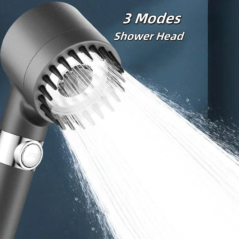High Pressurized Filter Shower Head 3-mode Adjustable Spray With Massage Brush Rain Faucet Shower Set Bathroom Accessory Zpaxo