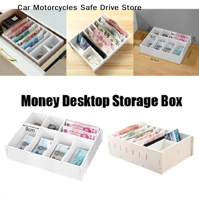 CM6 8 Grid PVC Organizing Shelf Durable Drawer Cashier Change Box