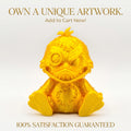3D Printed Gothic Evil Duck Figurine Voodoo Doll Button Eye Creepy