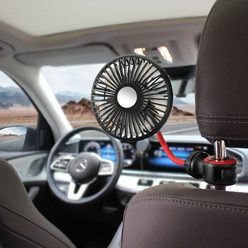 USB Car Fan 360° Swivel 3-Speed Air Circulator – All Vehicles