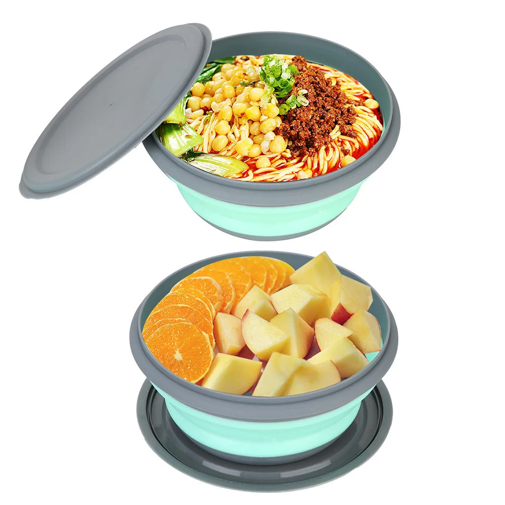 Silicone Folding Lunch Box Lid Portable Picnic Camping Bowl Kitchen