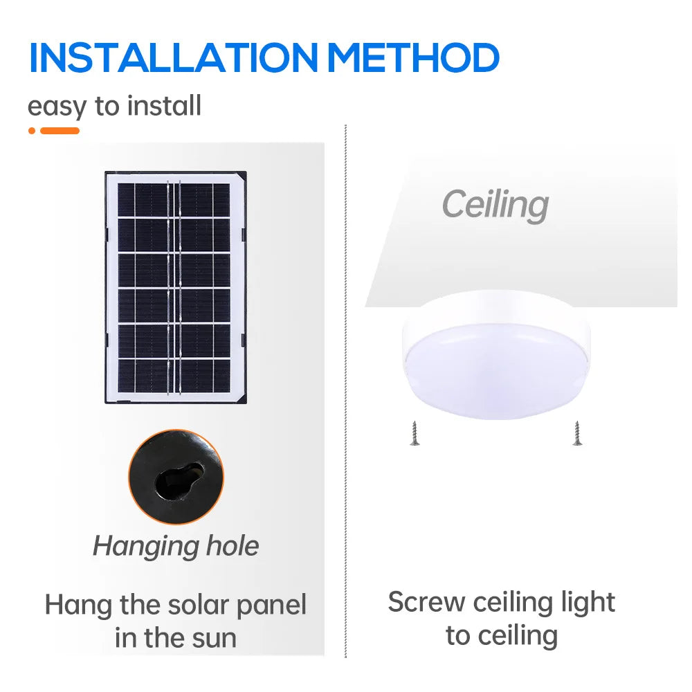 Solar Ceiling Lights Outdoor Remote Control 5M Connection Cable Zpaxo
