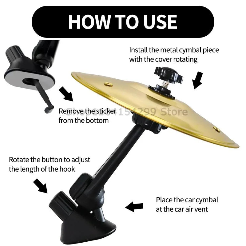 Universal Mini Drums Colliding With Cymbals Vent Decoration For Car Rugged Automotive Interior Accessories Crash Proof Design Zpaxo