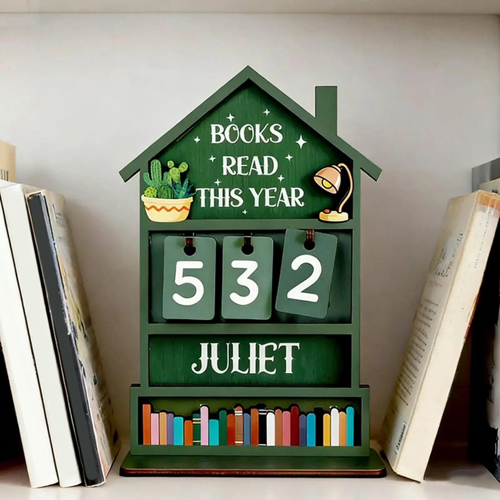 Wooden Books Read Tracker Manual Reading Progress Display Book