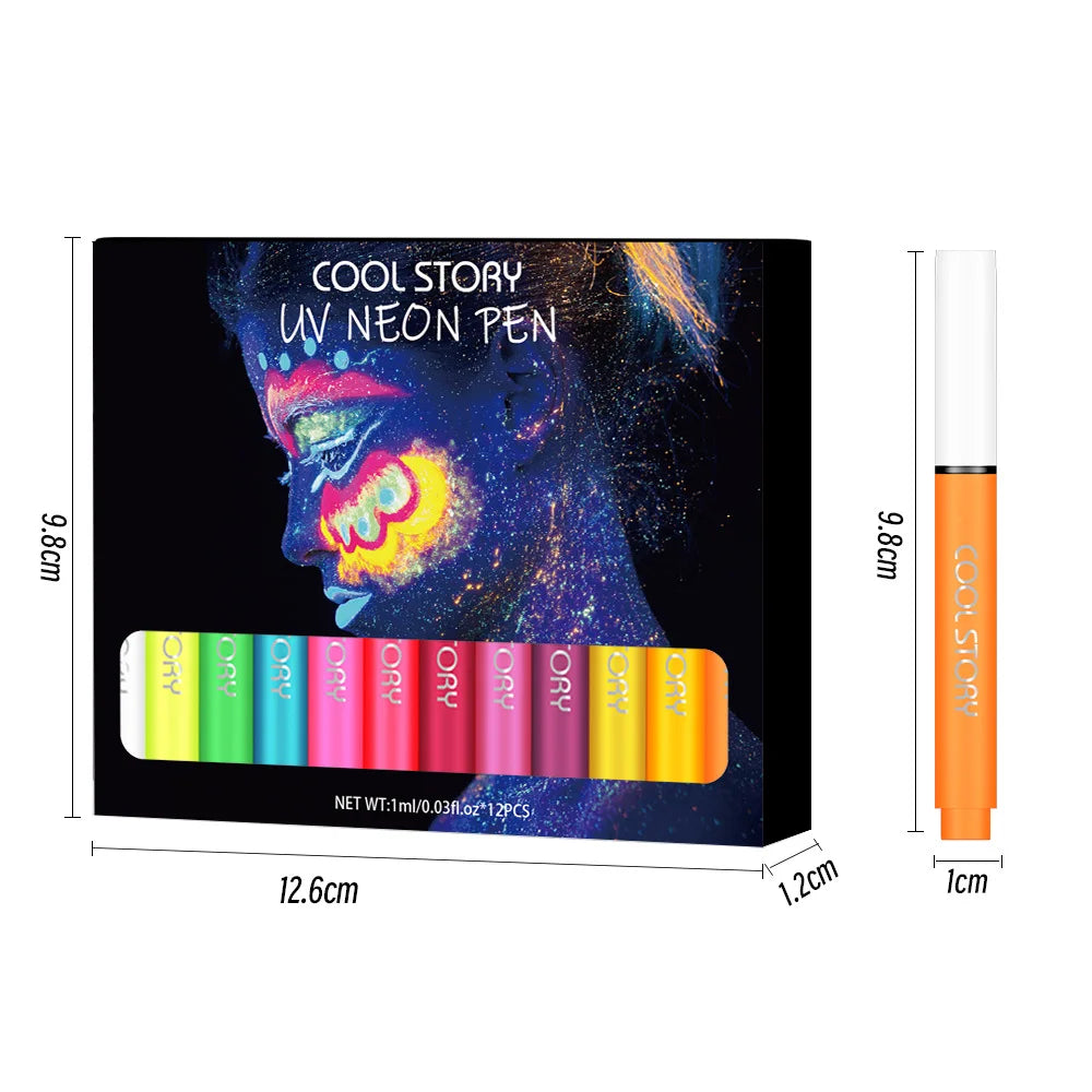 Eyeliner Pencil Eyeshadow Pen Fluorescent UV Glow Neon Body Paint Zpaxo