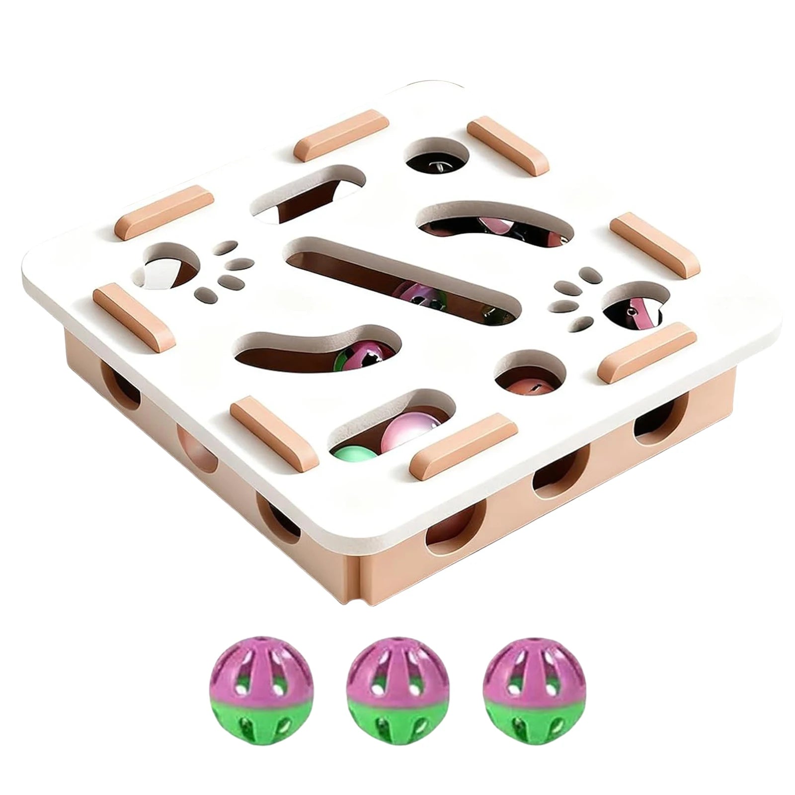 Cat Scratch Puzzle Enrichment Box 3 Bell Balls Kitten Nail File