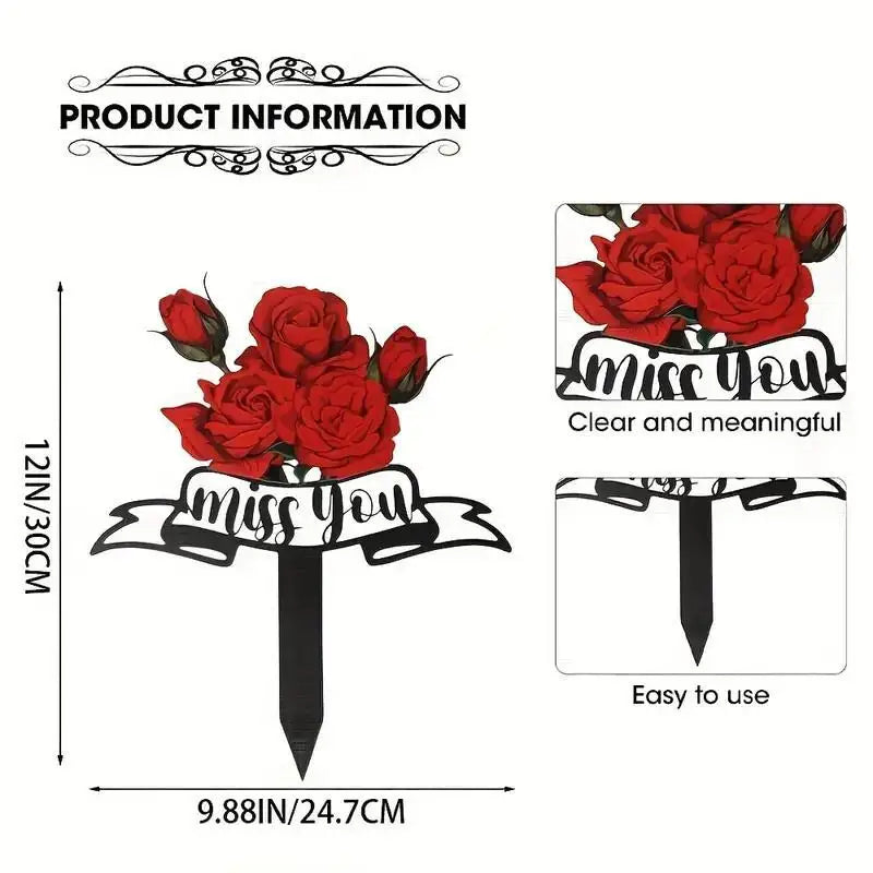 Miss You Memorial Garden Stake | Cardinal Grave Marker Plaque Memorial Garden Stake Zpaxo