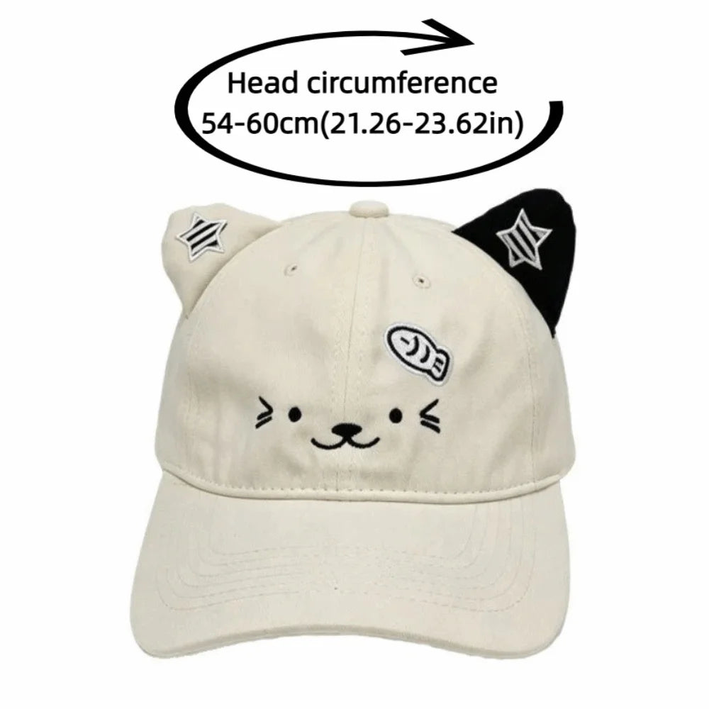 Cute Cat Ears Baseball Cap UV Protection Thin Sun Hat Breathable Adjustable Duckbill Cap Women Spring Summer Zpaxo