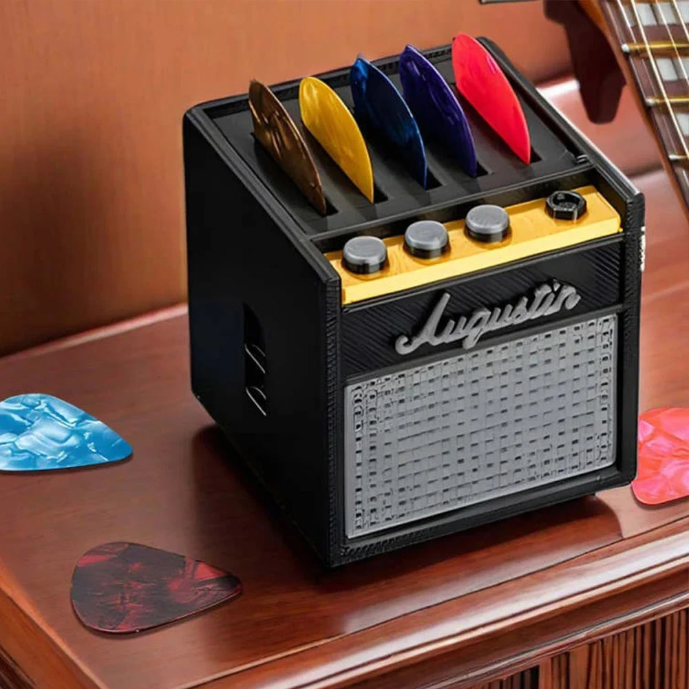 Portable Guitar Pick Holder 3D Printed Plectrum Storage Box Slot Capo